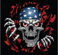6"x8" USA Skull Vinyl Weatherproof Anti-UV Decal/Sticker Lethal Threat Design (2 packs)