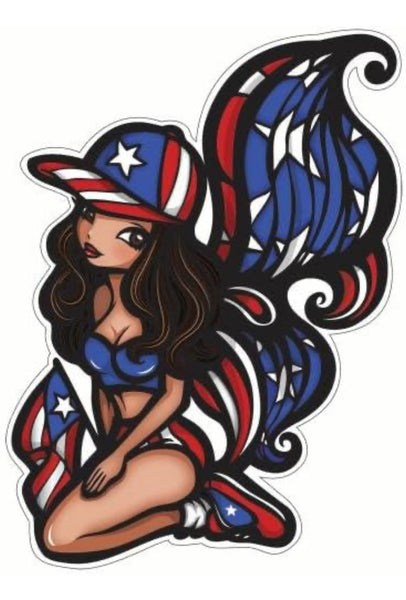 6"x8" PUERTU RICO Girl Babe Vinyl Weatherproof Anti-UV Decal/Sticker Lethal Threat Design (2 packs)