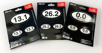 Marathon Milage 26.2/13.1/0.0 Running Run Bumper Sticker Vinyl Window Decal set with UV Protection. Easy Peel and Stick (2 sheets: 6 decals)
