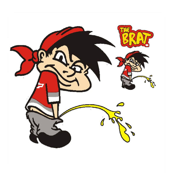 6"x8" LT-00164 Red Brat Pee Graphic Lethal Threat Vinyl Weatherproof Anti-UV Decal/Sticker (2 packs)